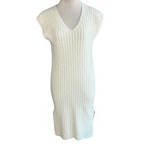 Massimo Dutti Dress Italian Yarn Cream Cable Knit Sweater Dress Made in Spain