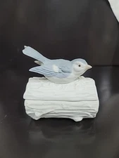 Vintage Crowning Touch Collections Porcelain Bird on Branch Trinket Jewelry Box