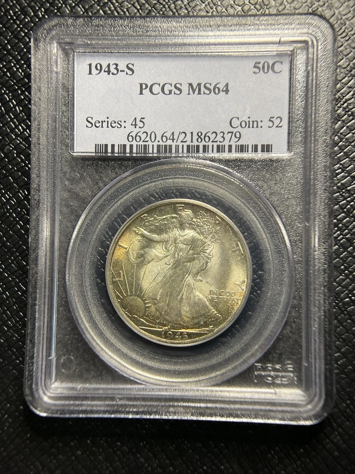 1943-S Liberty Walking Half Dollar PCGS MS64 Toning  - 51059 - Image 2 of 4