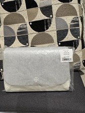 Tory Burch Emerson Patent Chain Wallet Crossbody, Grey/035, Style 139427, NEW