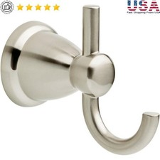 Wall Mount Towel Holder Satin Nickel Bathroom Organizer Multi-Purpose Hook New
