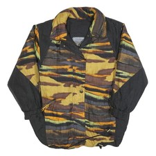 SYMPATEX Damen Gelb & Schwarz Muster Reißverschluss Jacke L Polyester Blend