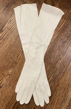 Vintage Women's Italian Kid Leather White Long Opera Gloves