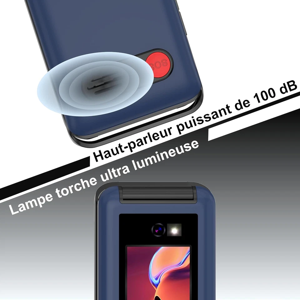 GSM Telefono Cellulare per Anziani,Flip Phone Telefoni Cellulari Tasti Grandi,Vo - Immagine 4 di 4