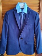 Boys Light Navy Suit, Light BlueShirt And Tie, 5/6  Yrs, Worn Once.