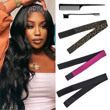 Elastic Bands Set for Wigs and Lace Frontals - 3 Pieces with Rat Tail Comb, Edge