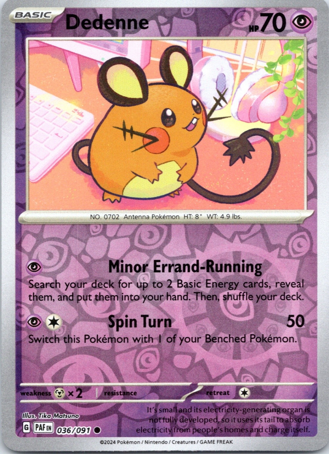 Dedenne Common SV: Paldean Fates 036/091 NM