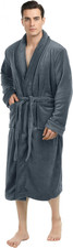 Mens Robe, Luxury Plush Fleece Mens Bathrobe, Spa Bath Robe for Men