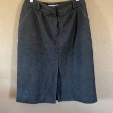 NINE & Company Wool Blend Charcoal Gray Front Zip Slit Lined Pencil Skirt Sz 6