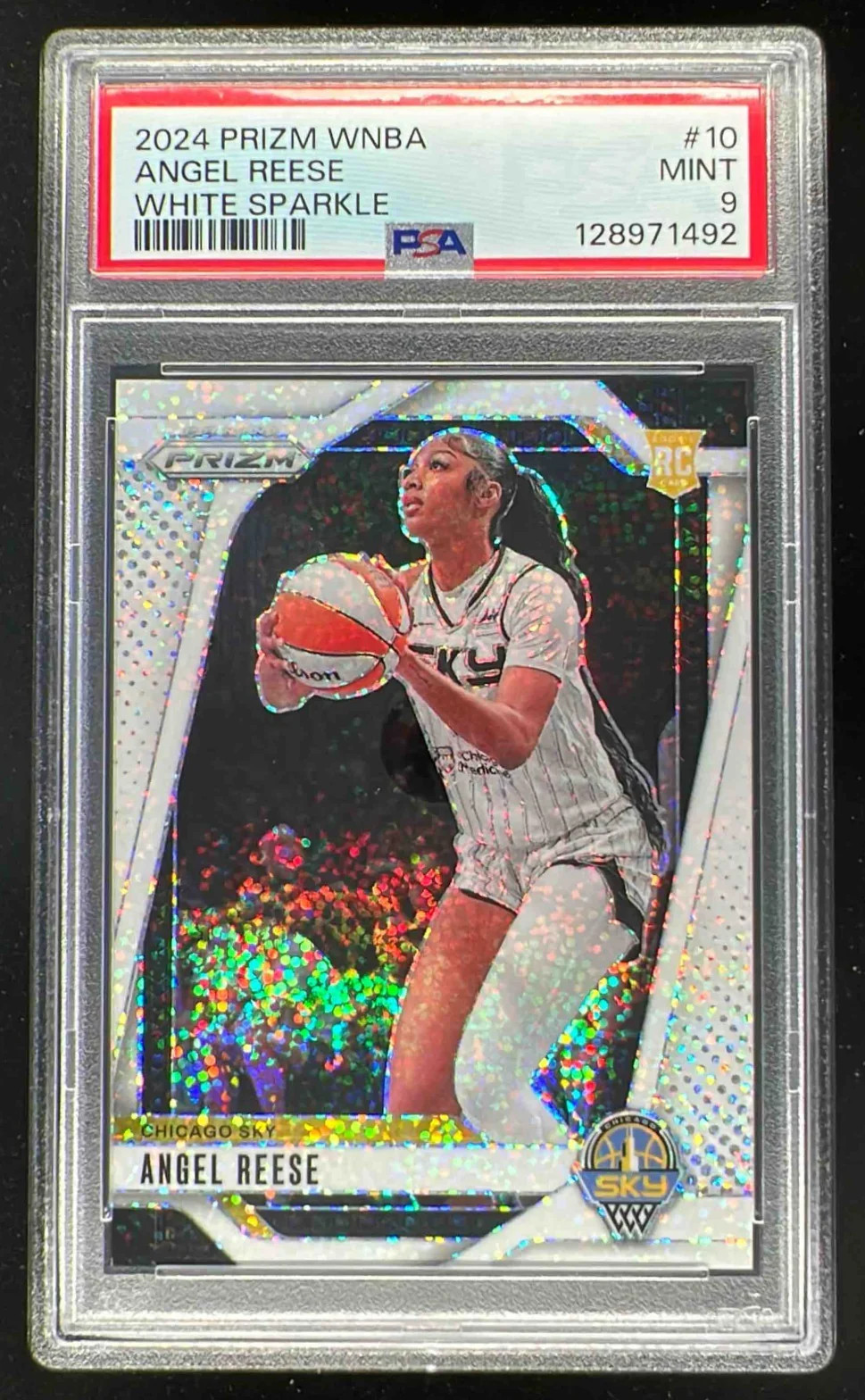 2024 Panini WNBA Prizm White Sparkle Prizm #10 Angel Reese RC PSA 9