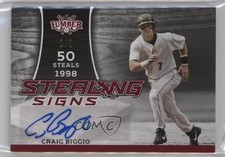 2024 Leaf Lumber Stealing Signs Red 2/3 Craig Biggio #STS-CB1 Auto HOF 14hk