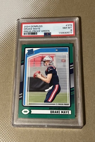 2024 PANINI DONRUSS PRESS PROOF GREEN #379 DRAKE MAYE ROOKIE RC PSA 8