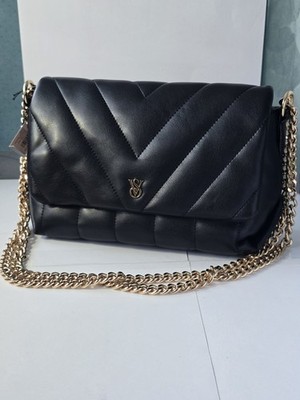 Victoria s Secret Large Quilted Chain Shoulder Bag Black VS Crossbody Purse