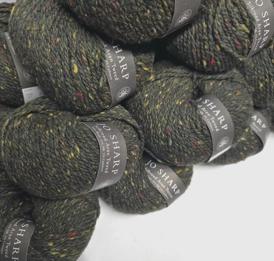 LOT 17 Balls JO SHARP SILKROAD Aran Tweed Yarn IVY 116 Wool Silk Cashmere LUXURY - Image 4 of 4