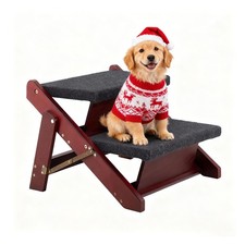 MEWANG Wooden Pet Stairs  Ramp, 2-in-1 Foldable Steps for Beds, Cars, Small Pet