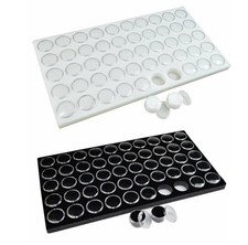 50 Gem Jar Display Tray Stackable Case Black White 1 2 3 Pack Stones Beads