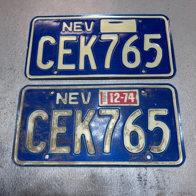 Original 1970's Nevada License Plate Set #CEK765