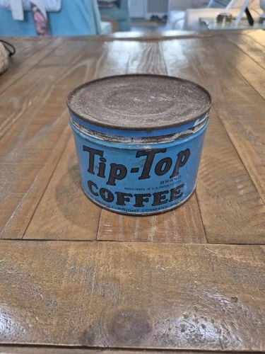 VINTAGE  TIP-TOP COFFEE TIN W/LID COLLECTIBLE. DWINELL WRIGHT CO.