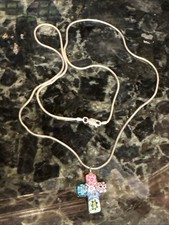 HANDMADE ITALY MILLEFIORI 1 GLASS CROSS PENDA...