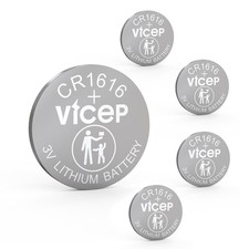 ViCep 5-Pack CR1616 Battery CR 1616 3V Lithium Batteries for Car CR1616-5P