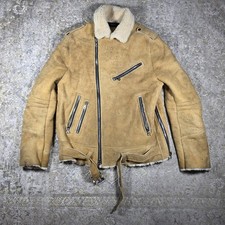AMIRI Shearling Leather Suede Biker Jacket Br...