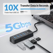 HIGH SPEED 4 PORTS USB HUB 3.0 MULTI SPLITTER EXPANSION DESKTOP LAPTOP ADAPTER