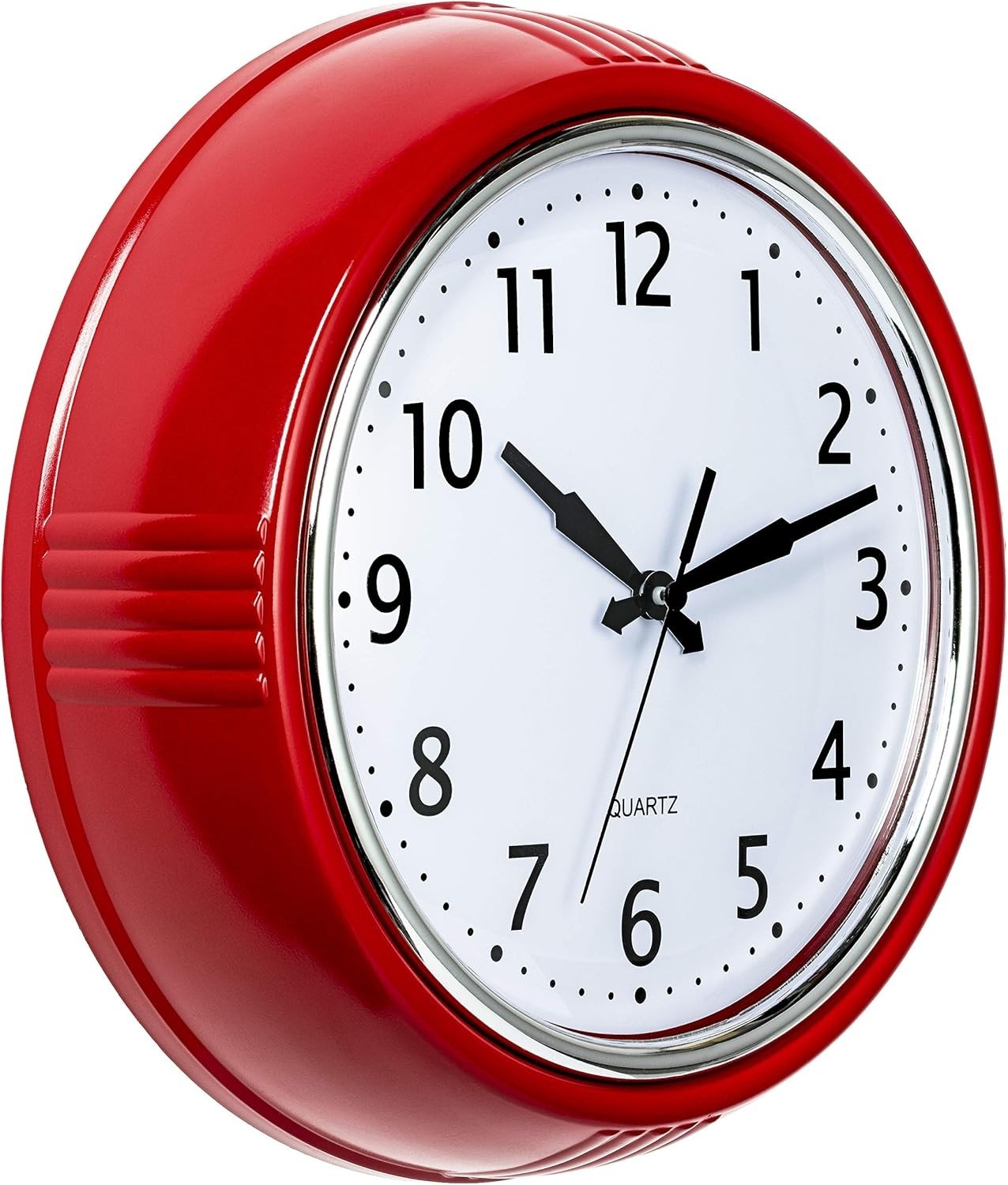 Bernhard Products Retro Wall Clock 12 Inch Red Kitchen 50'S 