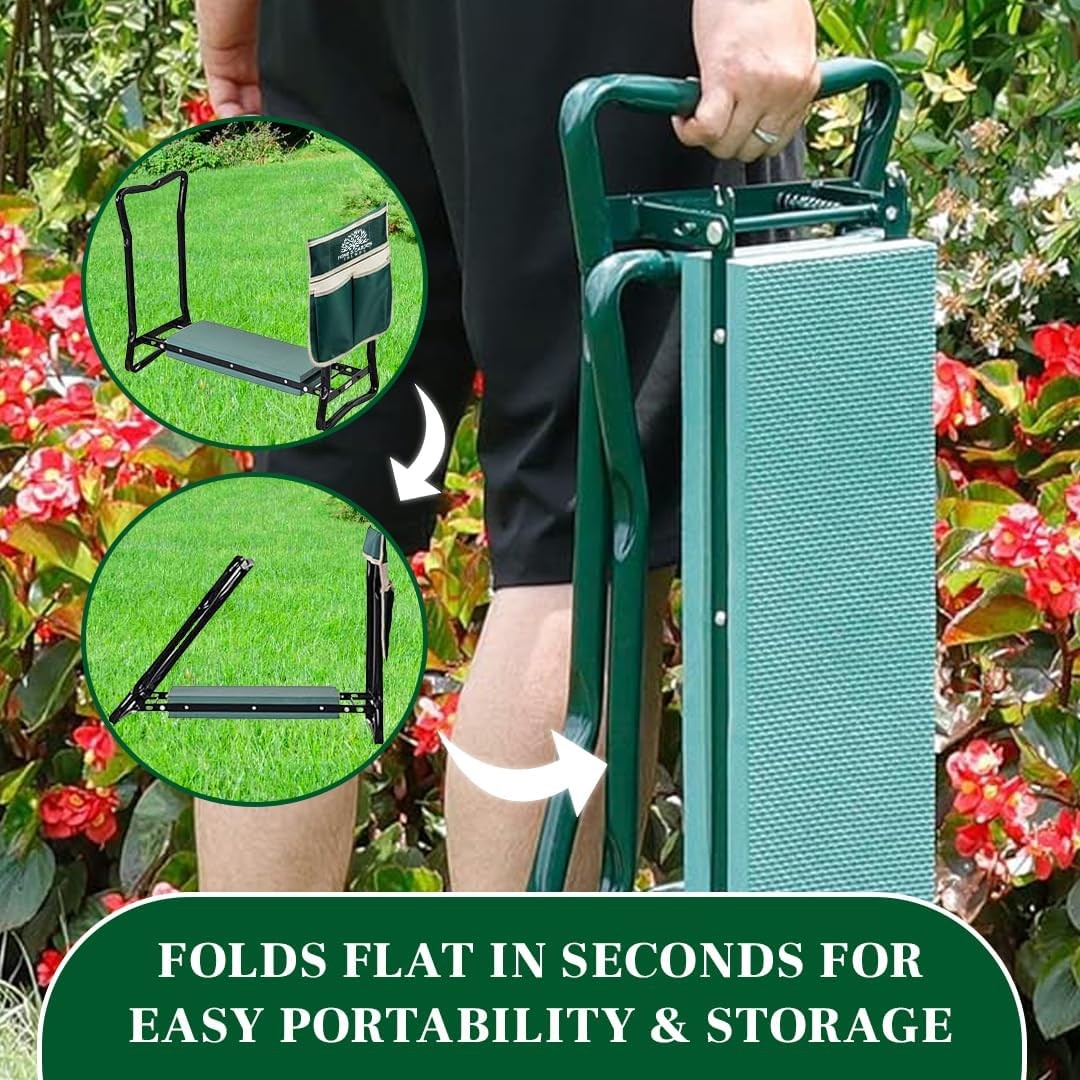 Garden Kneeler and Seat, Foldable Garden Stool Heavy Duty Gardening Bench for Kn