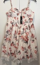 Fashion Nova Pretty Lady Satin Flaral Mini Dress Ivory Size XL