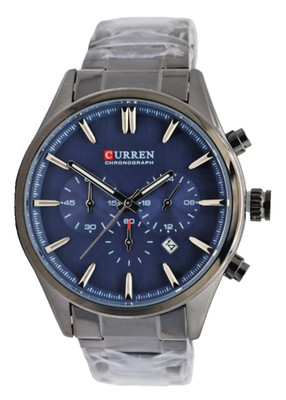 Curren Herren Uhr Chronograph Datum Stoppuhr 50mm Edelstahl Blau Farben Neu