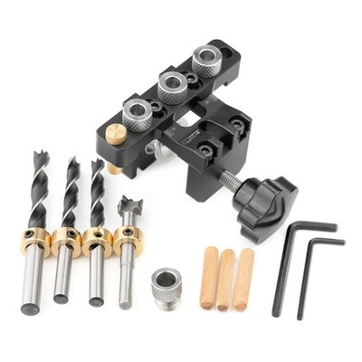 3 in 1 Drilling Locator Puncher Tool,Doweling Jig Drill Kits with 8/10/15mm Hole