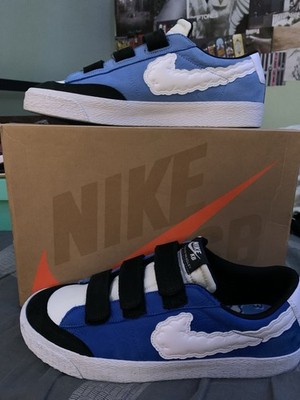 Nike SB Zoom Blazer Low Top Hook & Loop Skate Sneakers Blue Black White
