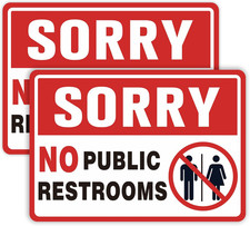 2PCS No Public Restroom Signs for Business, Self Adhesive Weatherproof Vinyl Sor