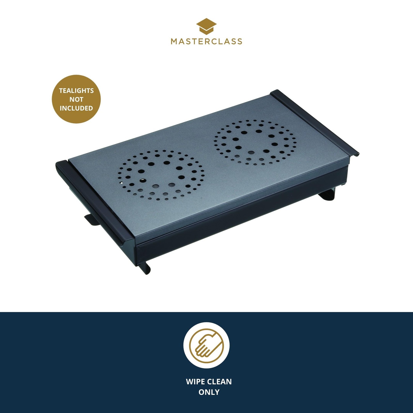 Chauffe-plats de table MasterClass avec support 2 bougies - 3