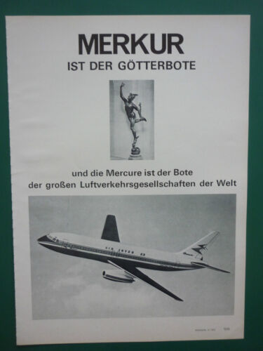 11/1972 PUB AVIONS MARCEL DASSAULT MERCURE AIRLINER AIR INTER AIRLINE GERMAN AD - Bild 1 von 1