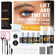 6-IN-1 Lash Lift and Brow Lamination Kit, Black & Dark Brown,  Eyebrow Laminatio