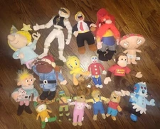 16 Vintage Plush Lot Rudolph Popeye Alf Garfield Mr Bill Tweety Bird Berenstain