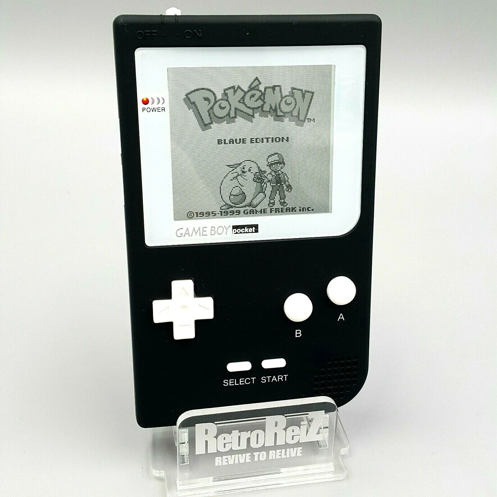 Nintendo GameBoy Pocket Console - IPS Retro Pixel GBP RetroSix Matte Black White