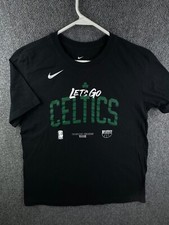 Nike Boston Celtics Short Sleeve Black Green T Shirt Cotton Large NBA Adult Men