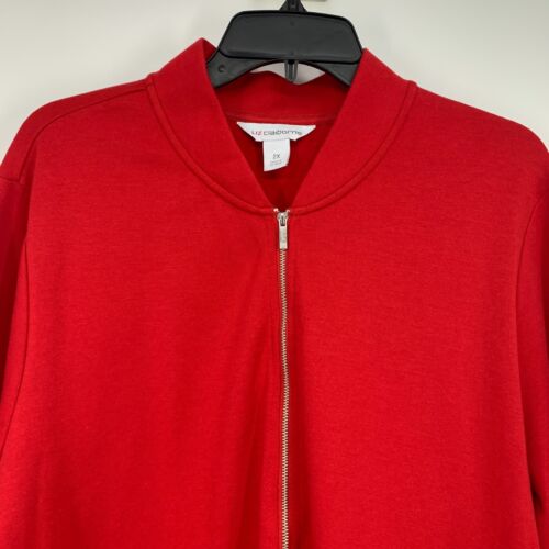 Liz Claiborne Jacke Damen Übergröße 2X Bomber rot durchgehender Reißverschluss Langarm neu mit Etikett - Bild 3 von 9