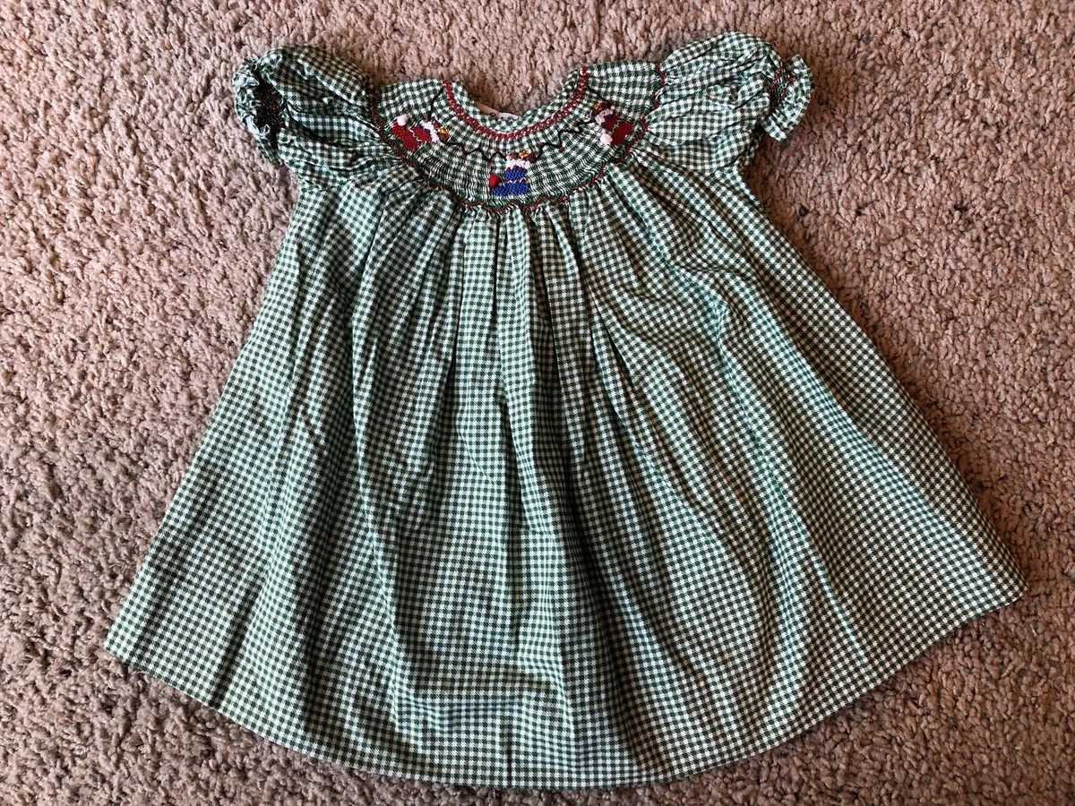 Green smocked sales christmas dresses