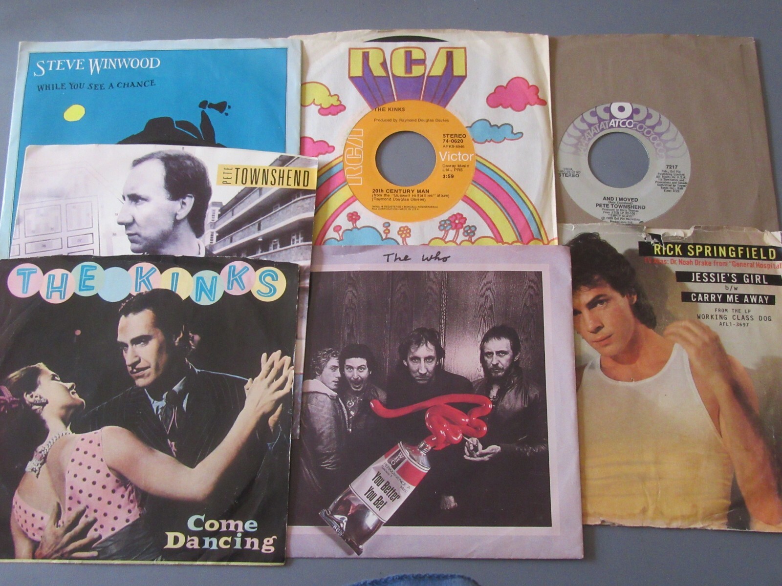 Vinyl Records 45’s Lot 7pc The Who, Townshend, Steve Winwood, KINKS, Springfield-image