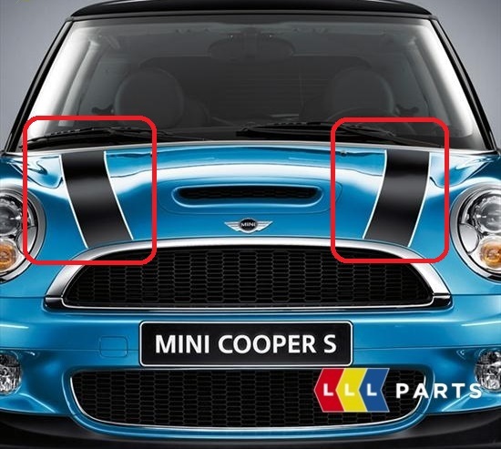 MINI NEW R55 R56 R57 R58 R59 BONNET HOOD STRIPE BLACK WITH WHITE