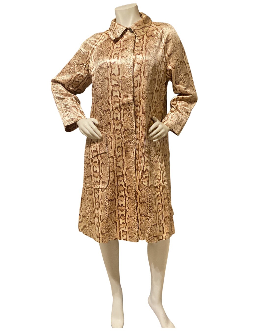 Vintage 80s PYTHON Print Coat Sun Rain Fashion Ja… - image 5