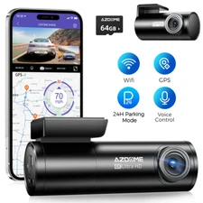 AZDOME M300S 4K Front & Rear Dash Cam GPS WIFI Dash Camera Recorder 64G TF Card