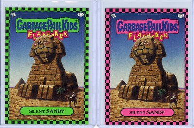 Garbage Pail Kids Flashback 1 SILENT SANDY 22A Green & Pink Parallel Stickers