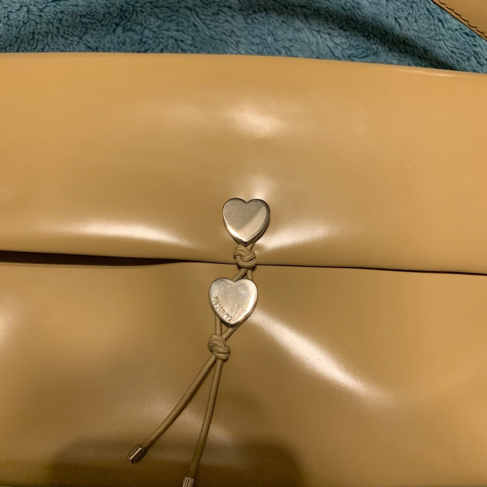 Borsa a mano vintage Moschino cuore beige pelle marrone dovrebbe made in Italy