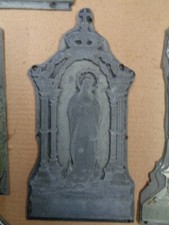 RELIGIONE, NICCHIA CON IMMAGINE SACRA, CLICHE TIPOGRAFICO IN ZINCO, ORIGINALE