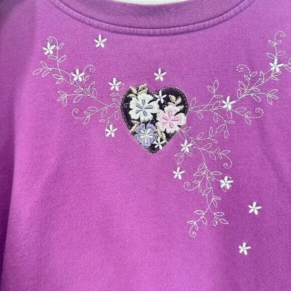 Suéter Breckenridge Mujer Púrpura Floral Bordado Doble Cuello Grannycore 2X Foto 4 de 4