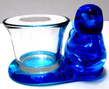 Vintage Bluebird of Happiness Glass Figurine Candle Holder Leo Ward 1992